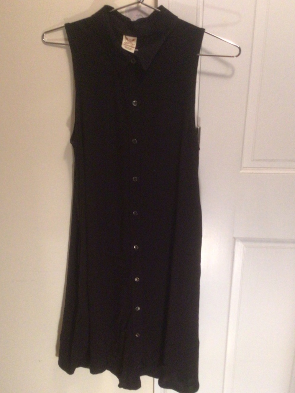 Faded Glory Black Sleeveless Button-Front Dress